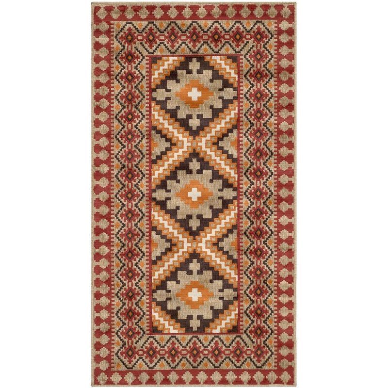 Veranda 24" Red and Natural Synthetic Non-Slip Outdoor Accent Rug