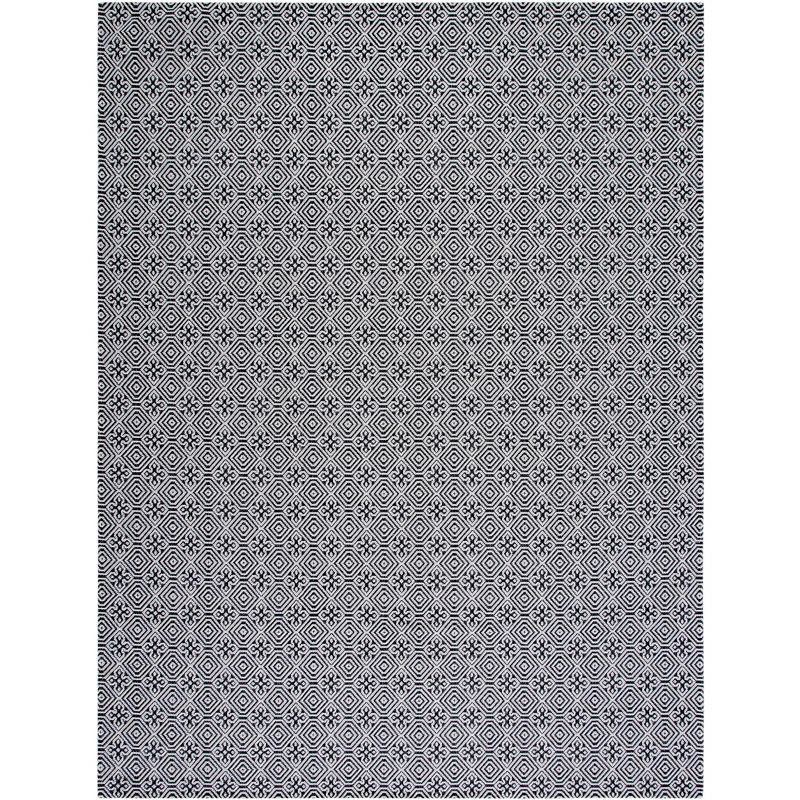 Handmade Gray Wool and Cotton Rug, 6'7" x 9'