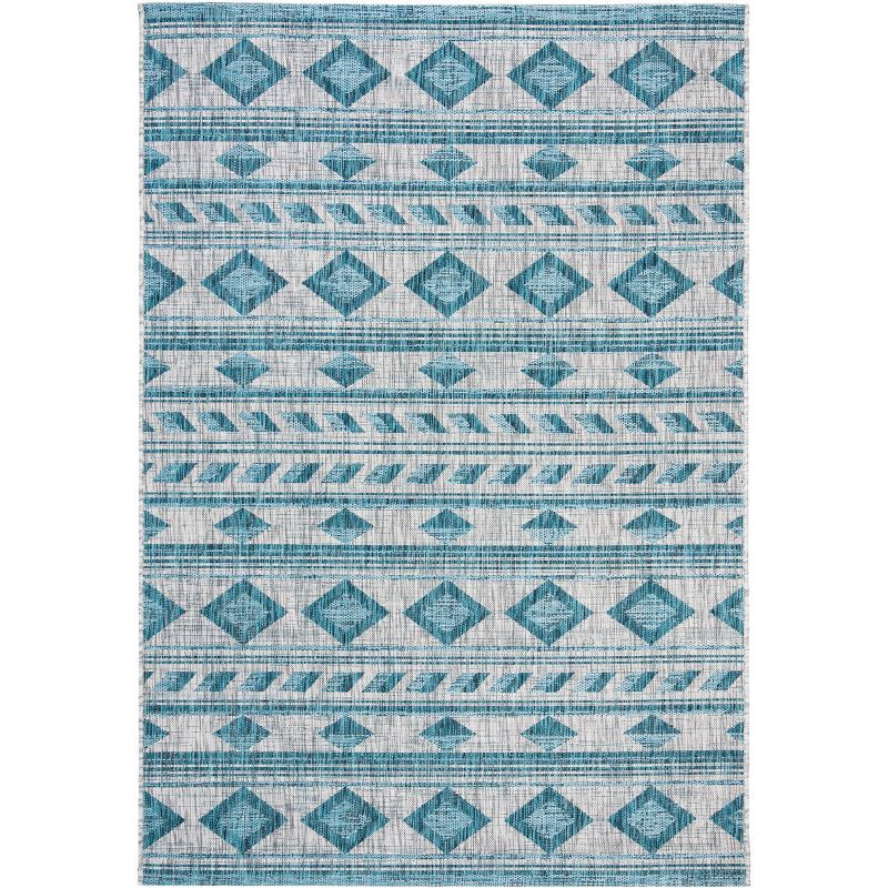 Greystone Teal 6'7" x 9'6" Flat Woven Synthetic Area Rug