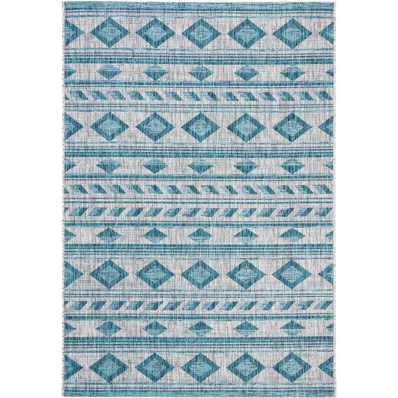 Greystone Teal 6'7" x 9'6" Flat Woven Synthetic Area Rug