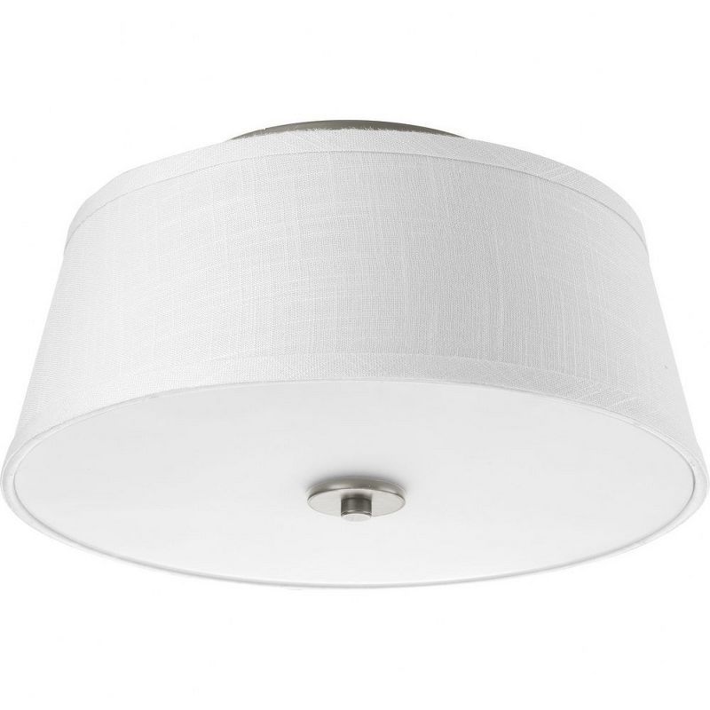 Arden Brushed Nickel 2-Light Flush Mount with Linen Shade