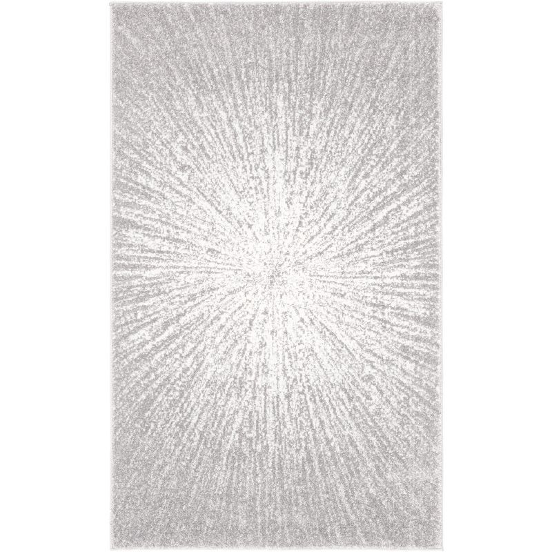 Elysian Shadows 2'2" x 4' Dark Grey/Ivory Synthetic Area Rug