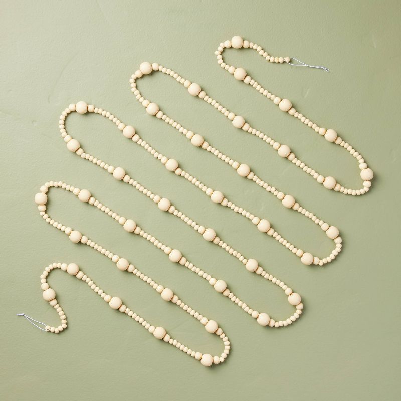 12' Natural Wooden Bead Christmas Garland