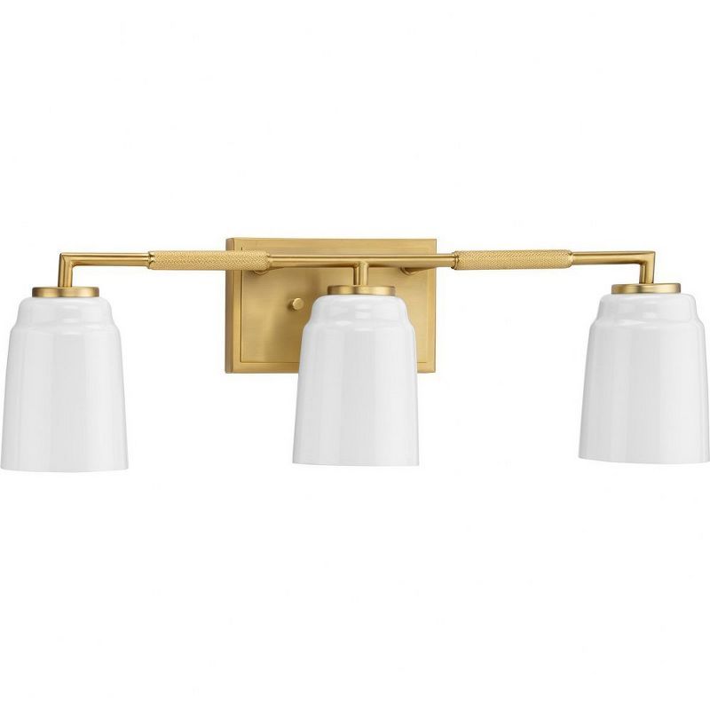 Brushed Gold 3-Light Vanity with Opal Glass Shades