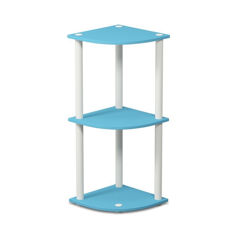 Light Blue and White 3-Tier Corner Wood Bookcase