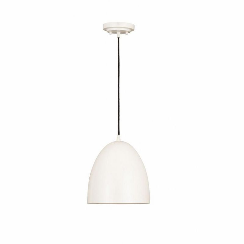 Matte White Crystal LED Bowl Pendant Light