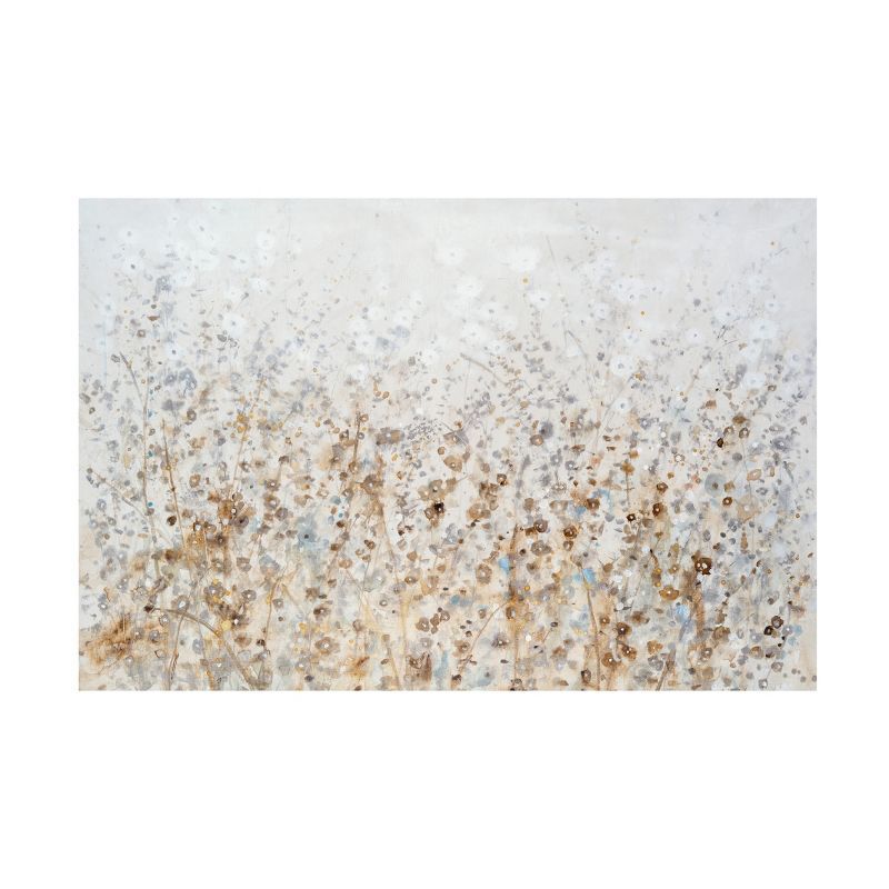 Wildflower Cluster II Beige and White Canvas Art