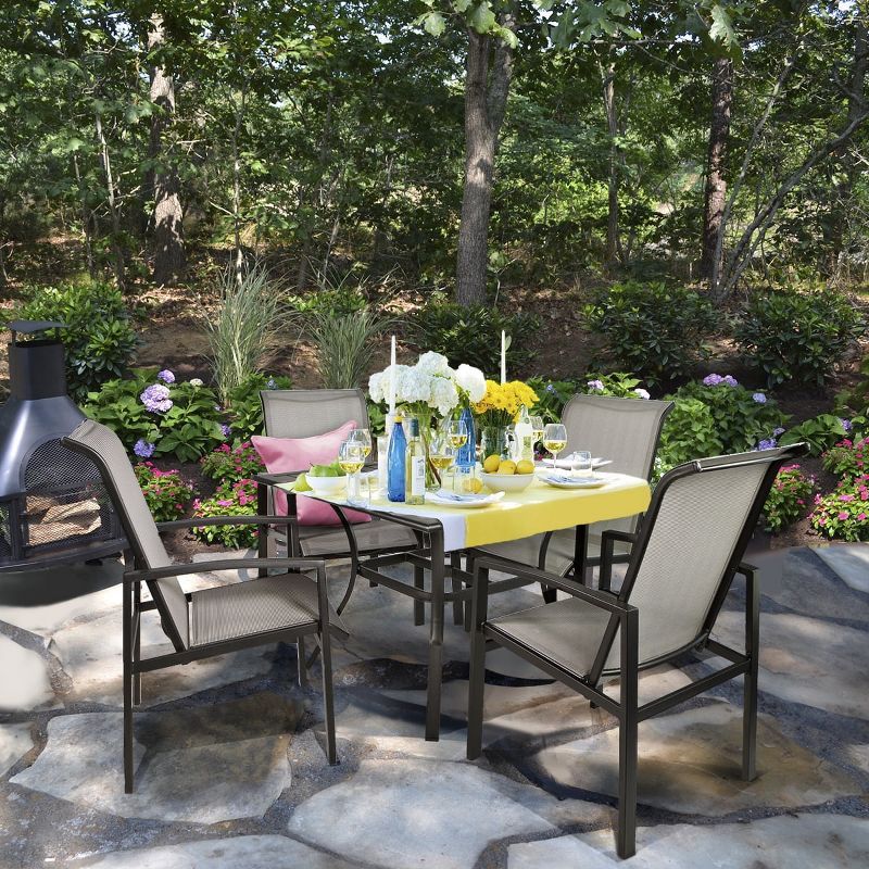 Vienna Gray 5-Piece Outdoor Patio Dining Set with Mesh Chairs