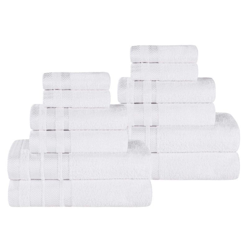 White Cotton Medium Weight 12 Piece Bathroom Towel Set