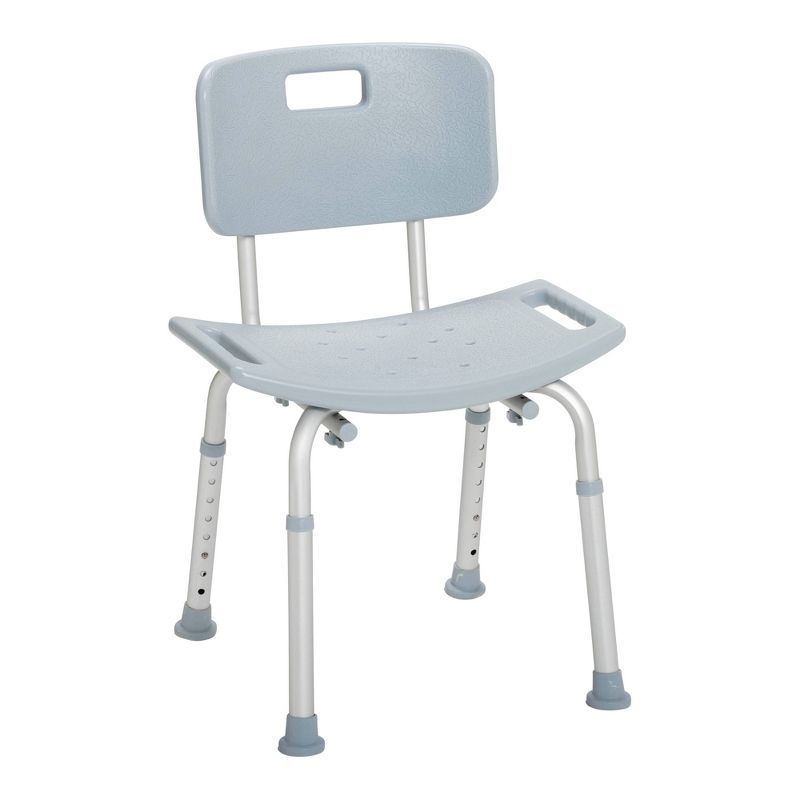 Gray Adjustable Aluminum Safety Shower Chair with Back