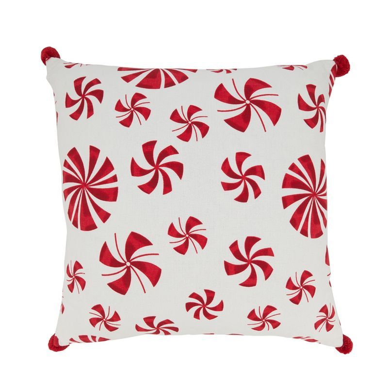 Peppermint Motif 20'' Square Cotton Throw Pillow