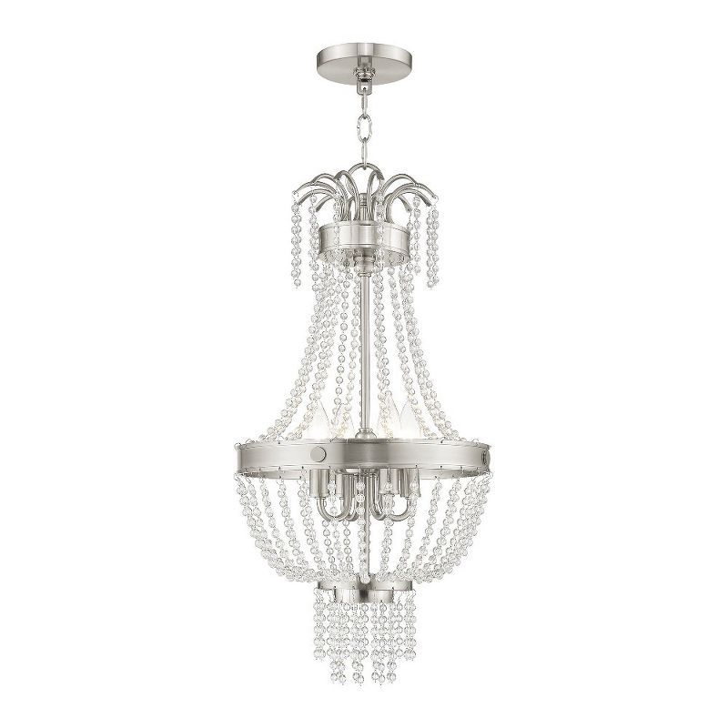 Valentina Brushed Nickel and Crystal 4-Light Chandelier