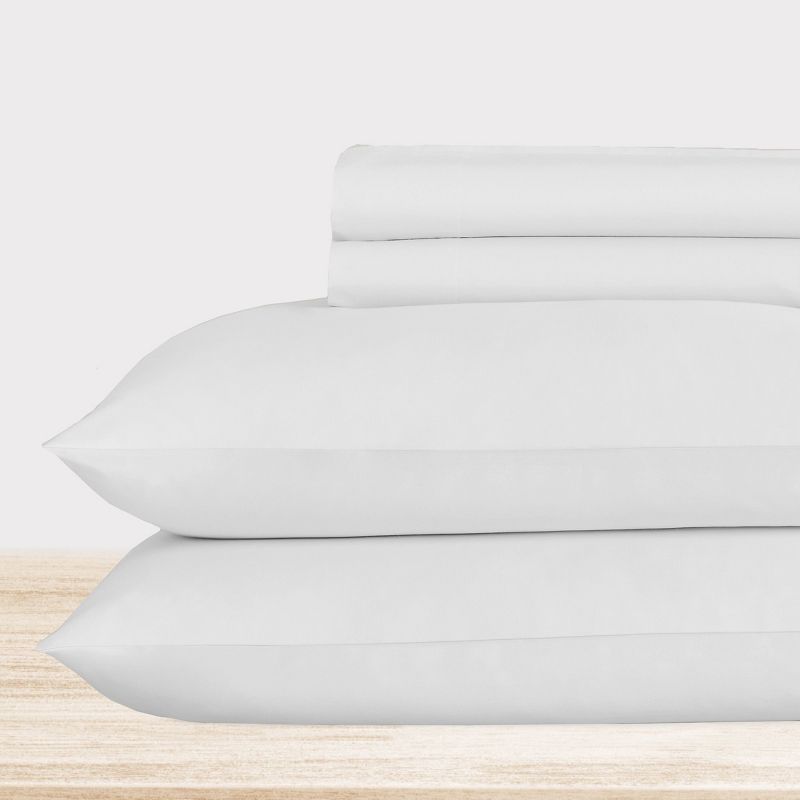 California King Bright White Cotton Deep Pocket Sheet Set