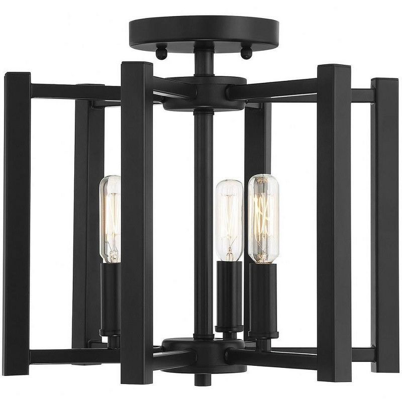 Benson Matte Black 3-Light Industrial Semi-Flush Mount