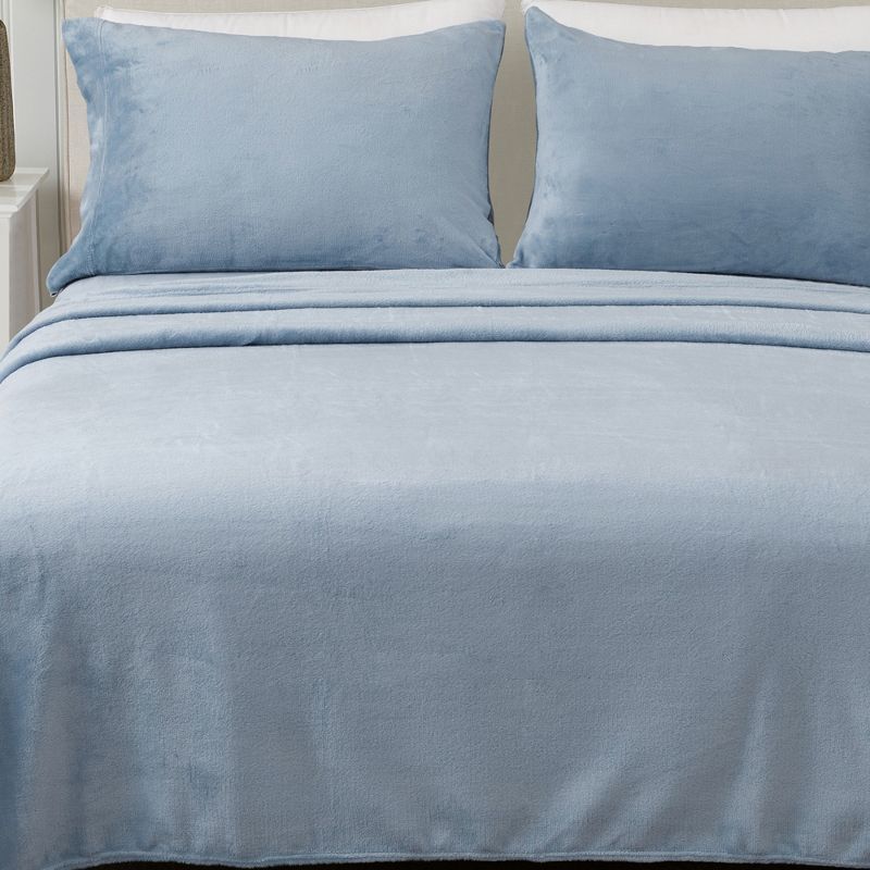 Pearl Blue Queen Velvet Plush Microfiber Sheet Set