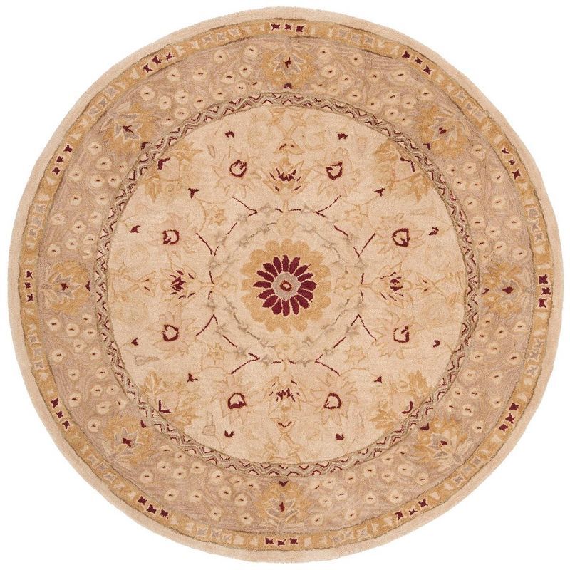 Anatolia Inspired 6' Round Red Handmade Tufted Wool Rug