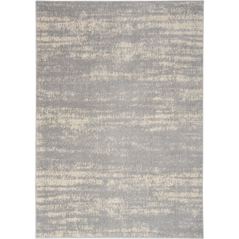 Essential Abstract Grey/Beige Synthetic 4' x 6' Outdoor Rug