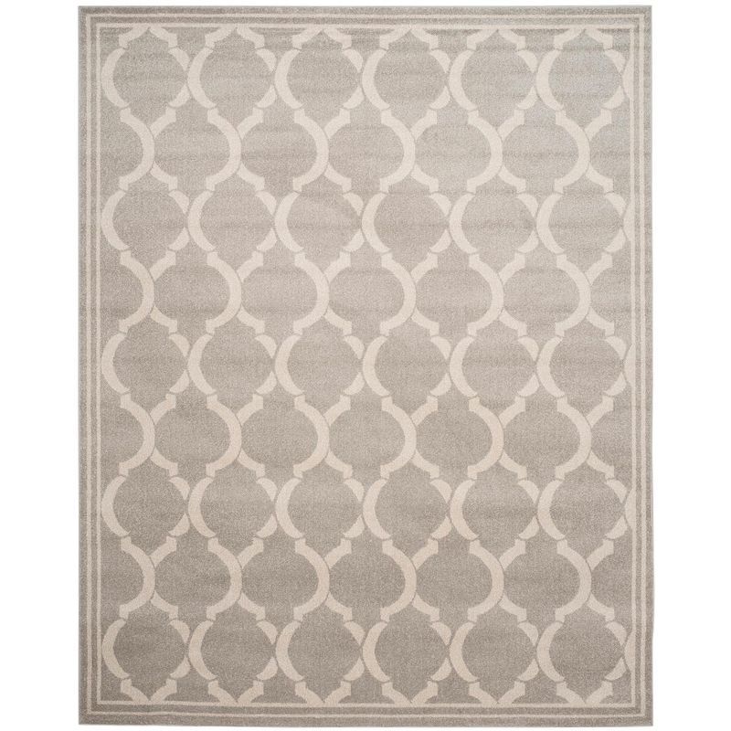 Light Grey and Ivory Geometric 8' x 10' Reversible Area Rug