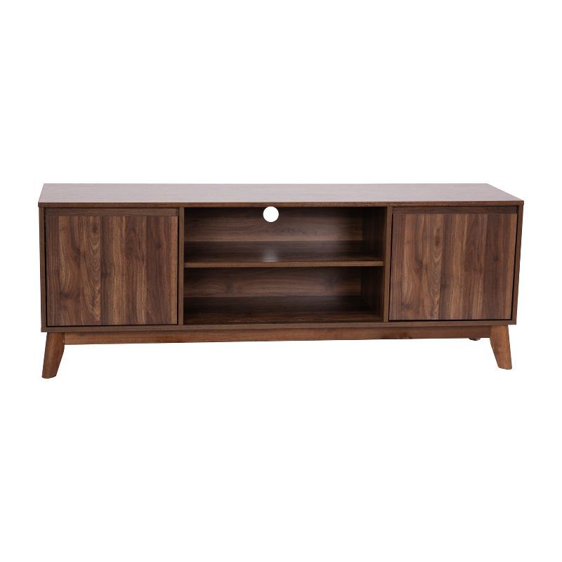 Hatfield 60" Brown Walnut TV Stand with Cabinet