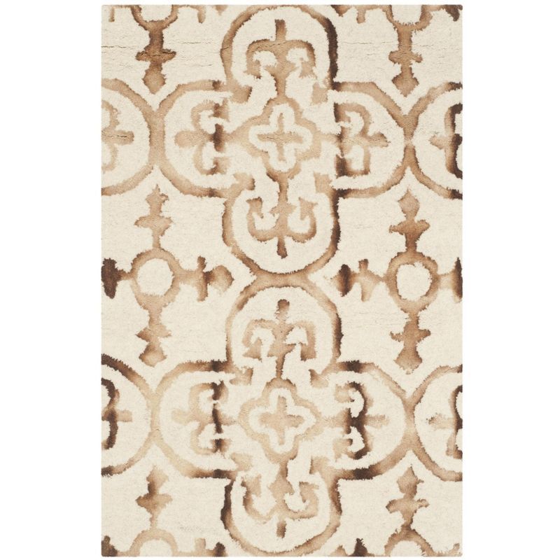 Hand-Tufted Ivory & Camel Wool Round Rug, 24" Non-Slip