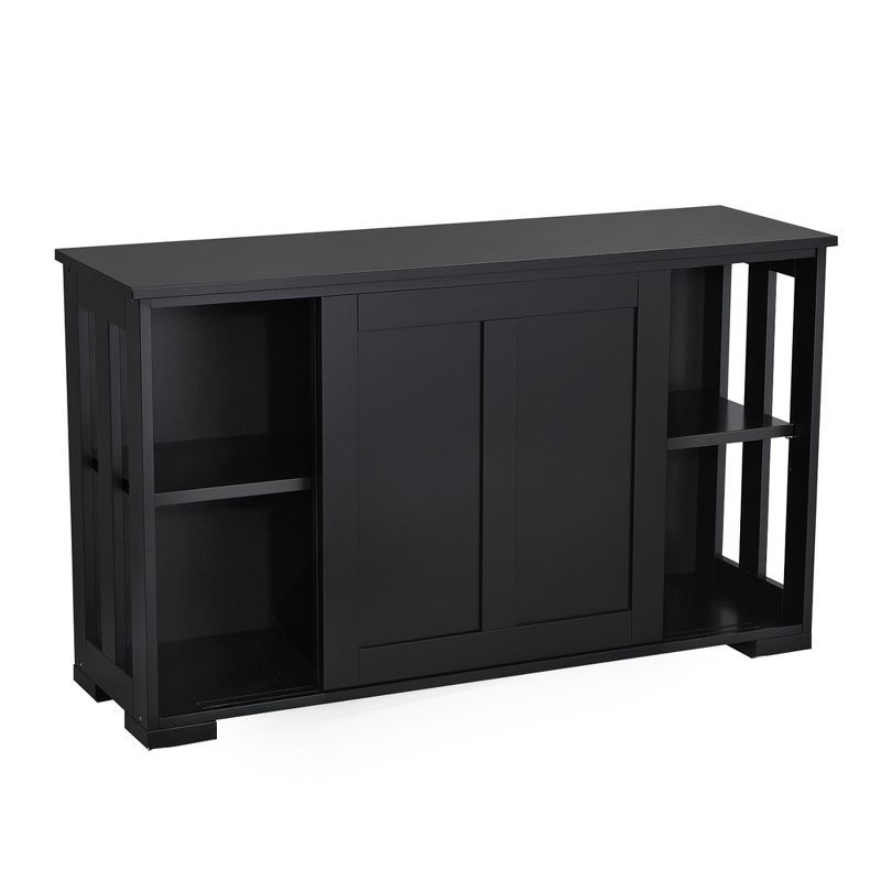 Black MDF Sideboard Buffet Cabinet with Sliding Door