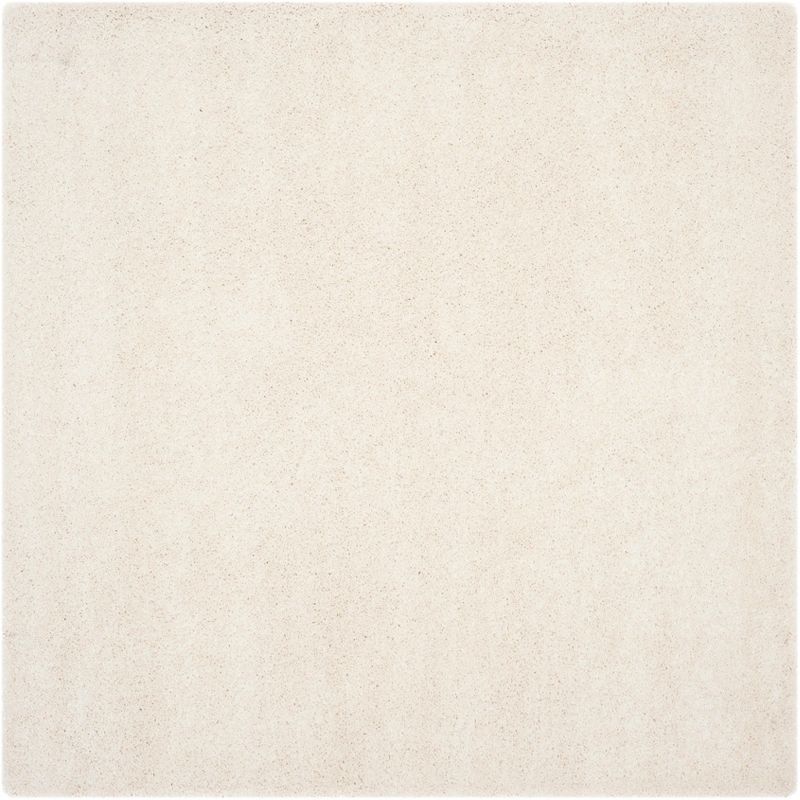 Ivory 7' x 7' Reversible Shag Synthetic Square Rug