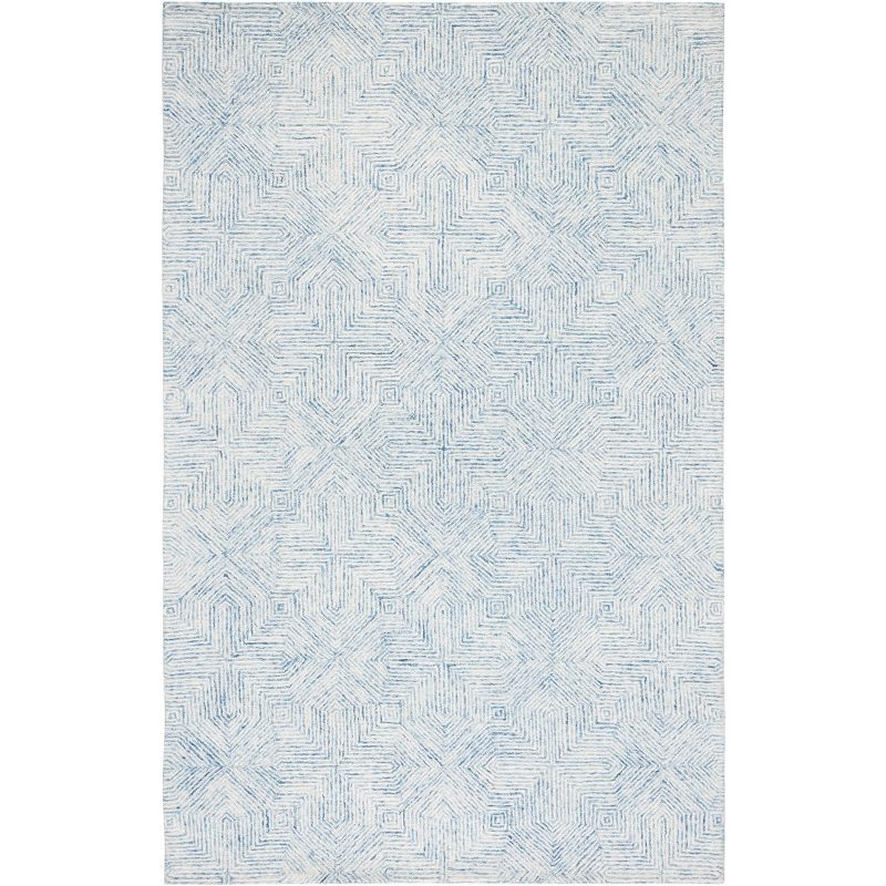 Handmade Blue Abstract Tufted Wool 4' x 6' Rug