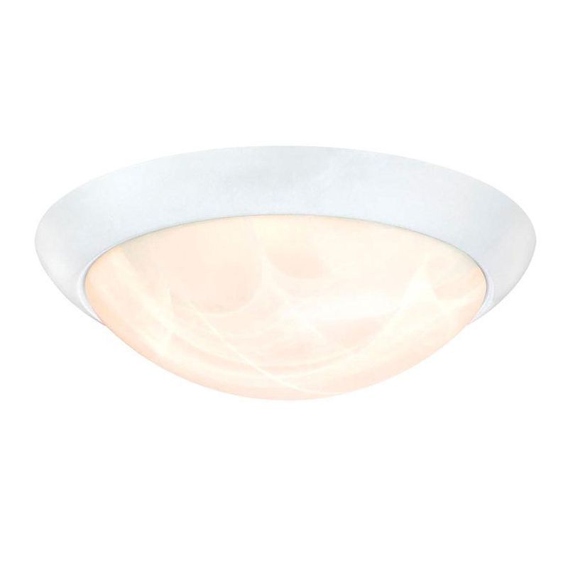 Polished White Alabaster Glass LED Flush Mount Light Fixture