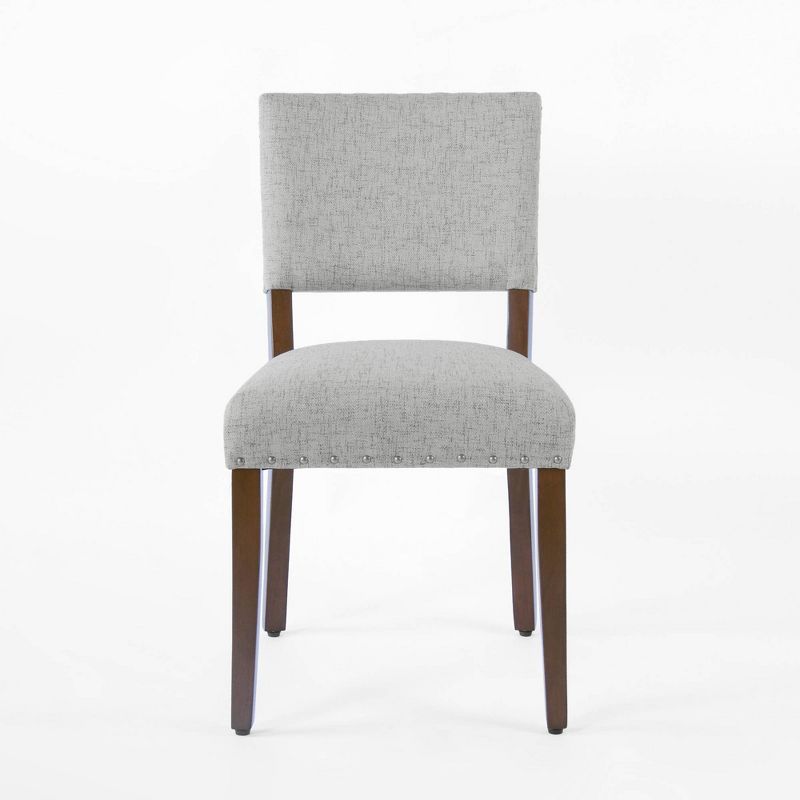 Gray Upholstered Parsons Side Chair with Wood Legs