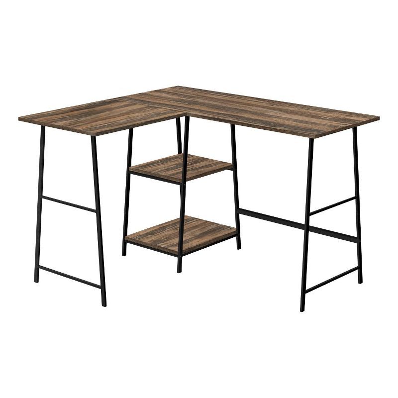 Transitional Brown Wood Corner Home Office Desk