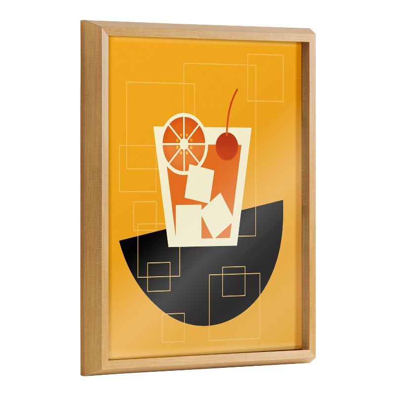 Mid-Century Modern Old Fashioned Cocktail Print on Glass