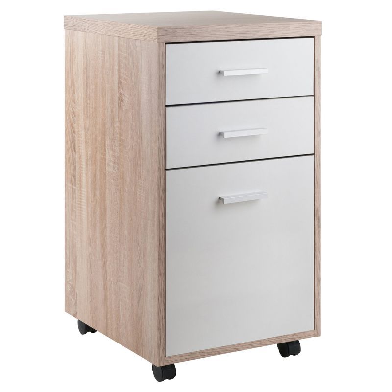 Kenner Brown and White 3-Drawer Lockable Mobile File Cabinet