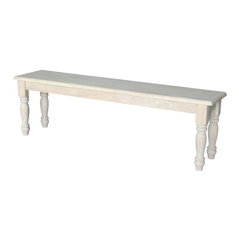 Elegant Farmhouse 62" Unfinished Solid Hardwood Bench