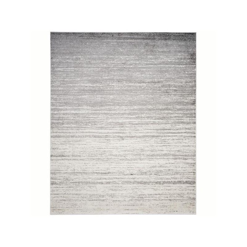 Ivory and Silver Abstract 8' x 10' Synthetic Area Rug