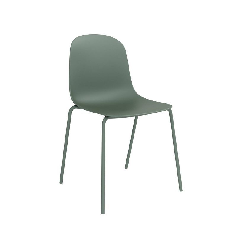 Aloe Green Metal Stackable Dining Side Chair