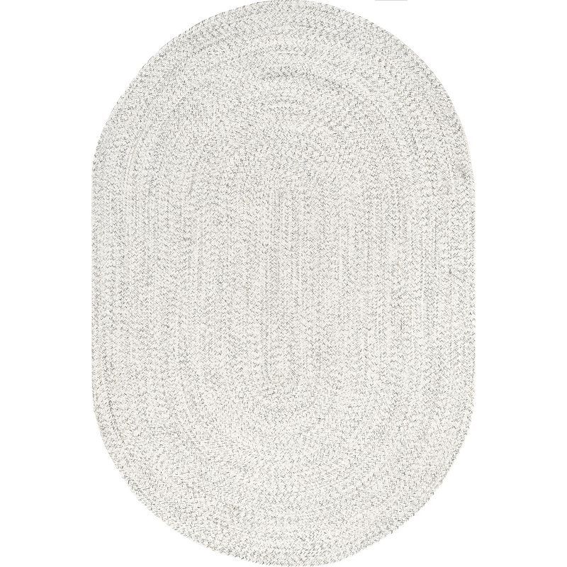 Handmade Ivory Braided 4' x 6' Oval Synthetic Area Rug