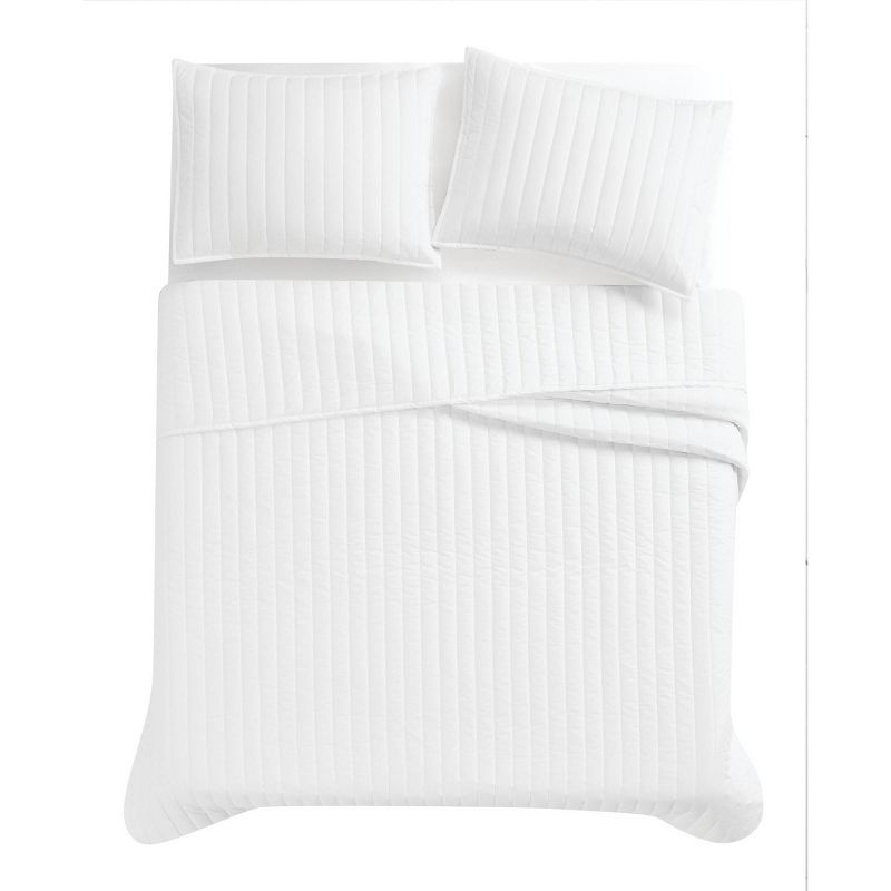 White Cotton Percale Full Quilt Set with Shams