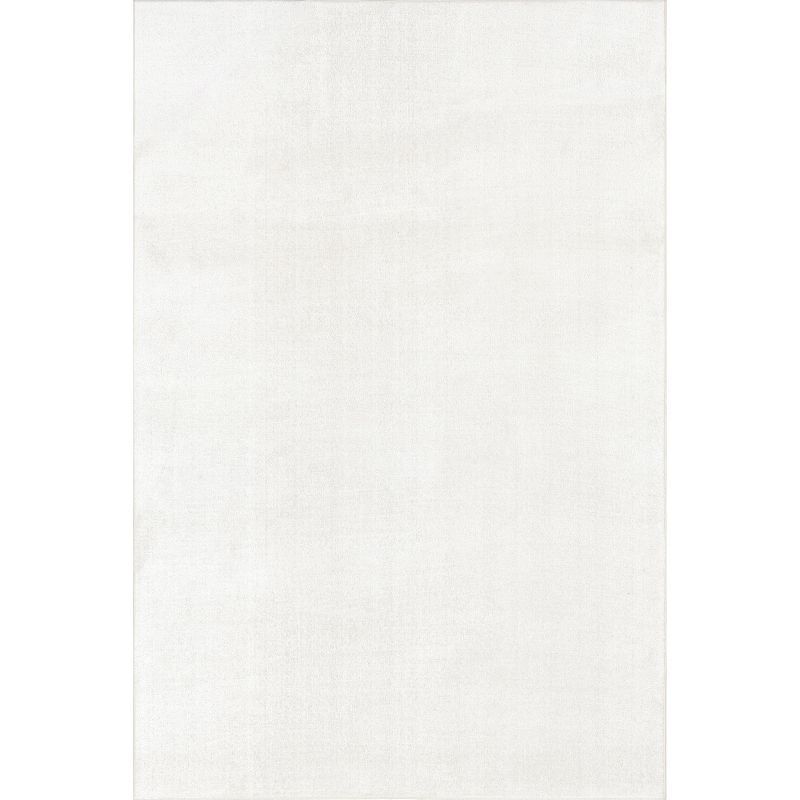 Cream Solid Machine Washable Synthetic Area Rug 5' 3" x 8'