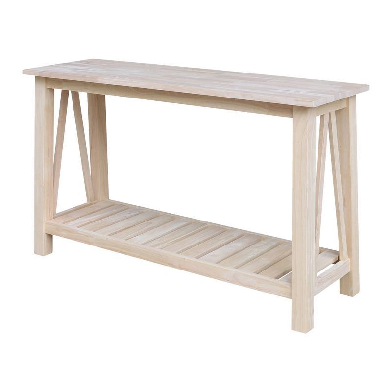 Eco-Friendly Parawood Surrey Console Table with Storage - Unfinished