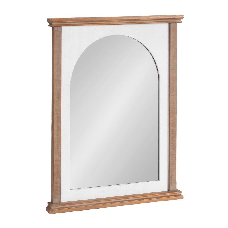 Rustic Brown and White Arched Wood Vanity Mirror