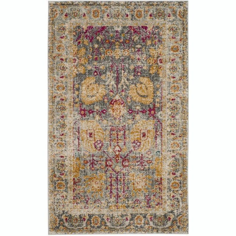 Boho Chic Multicolor Synthetic 4' x 6' Easy Care Area Rug