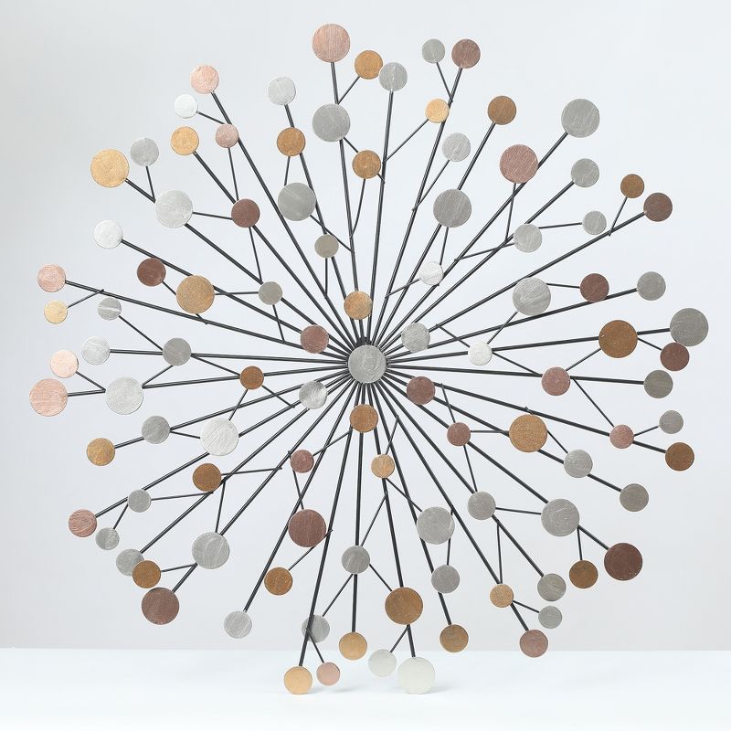 Mid-Century Modern Multicolor Iron Starburst Wall Sculpture