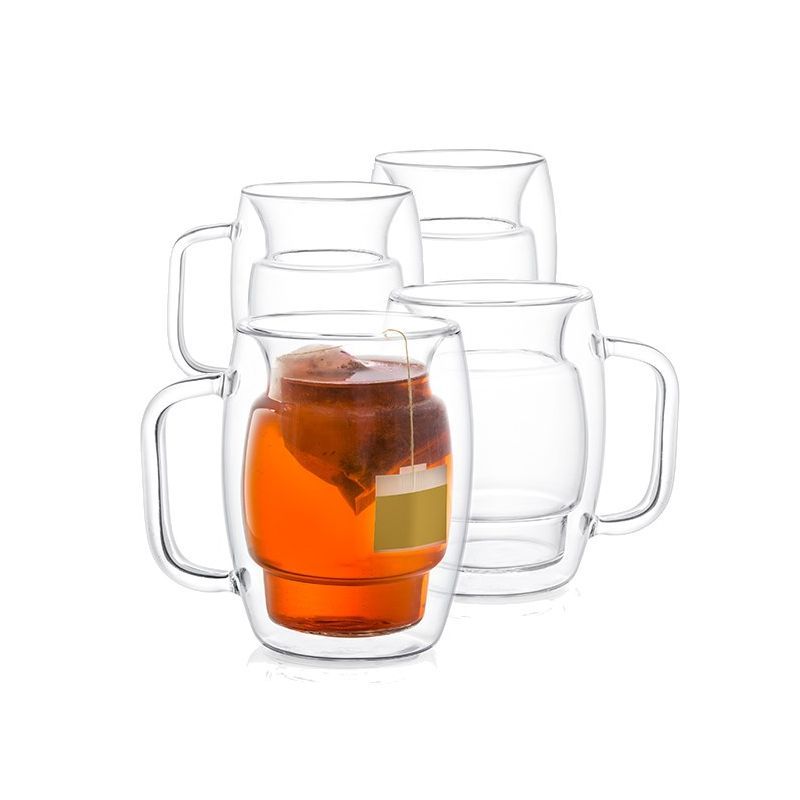 Cadus 10-Ounce Double Wall Glass Coffee and Tea Mugs Set