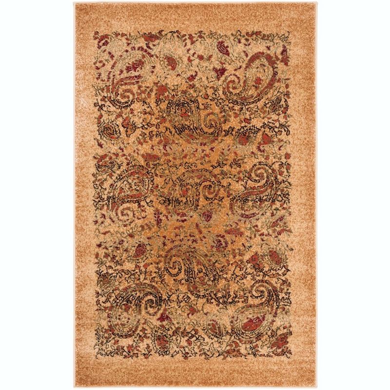 Beige and Multicolor Traditional Paisley Area Rug