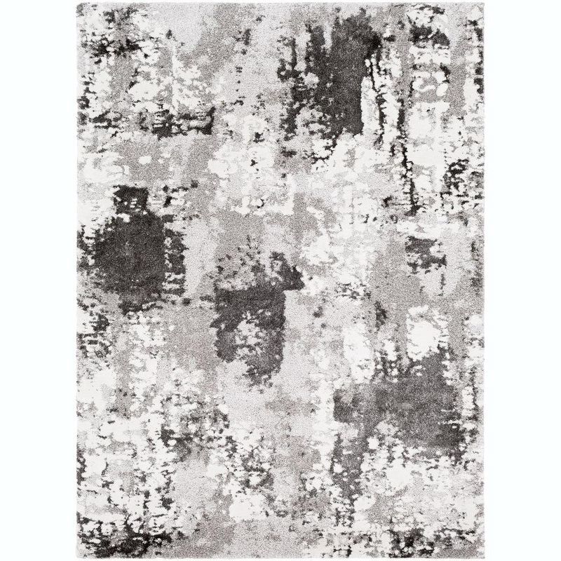 Ciel Hand-Knotted Round Gray Abstract Synthetic Area Rug