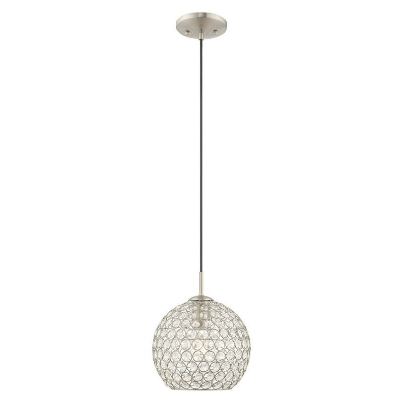 Cassandra Brushed Nickel Mini Globe Pendant with Clear Crystals