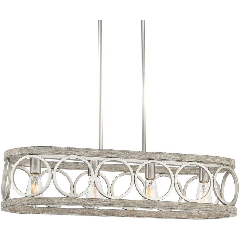 Salima 37" Brushed Nickel & Gray Wood Linear LED Chandelier