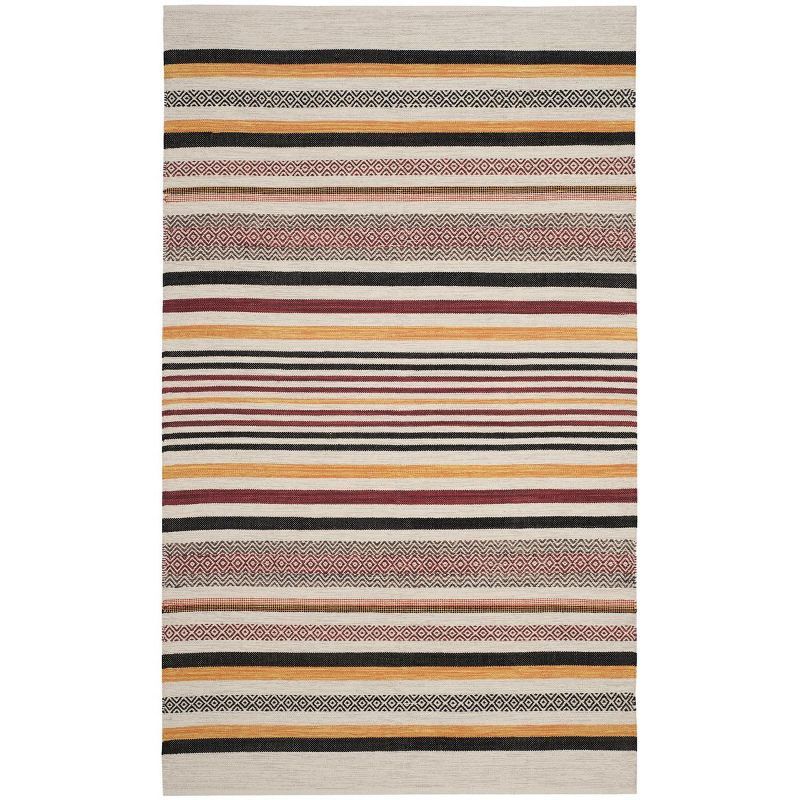 Handmade Red Stripe Wool Cotton Flat Woven Area Rug
