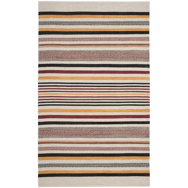 Handmade Red Stripe Wool Cotton Flat Woven Area Rug