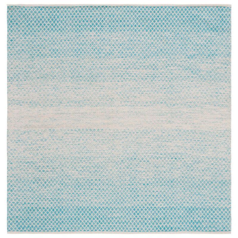 Coastal Breeze Turquoise Square Cotton Area Rug - 6' x 6'